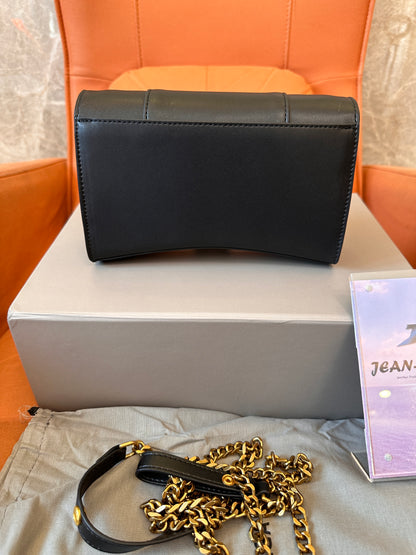 Balenciaga B Clutch Bag with Gold Chain Strap