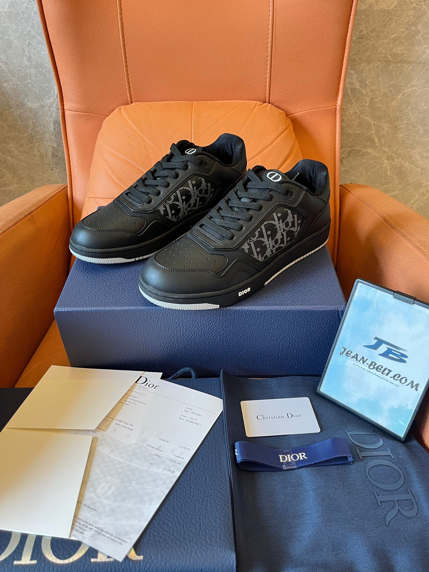 Zapatillas bajas de piel Dior negras B27 para unisex