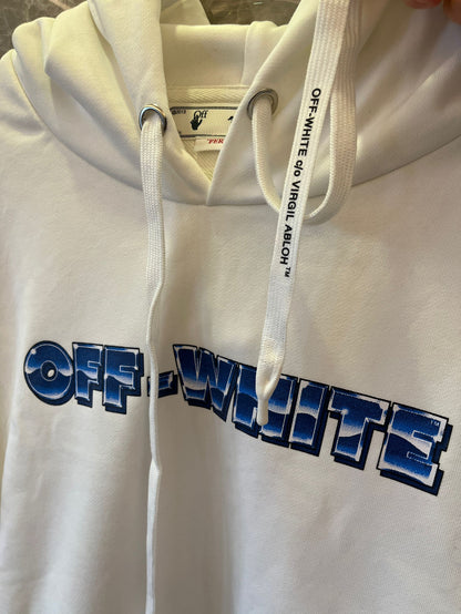 Sweatshirt de algodão e jérsei Off-White branco com capuz e estampa metálica do logótipo em forma de seta