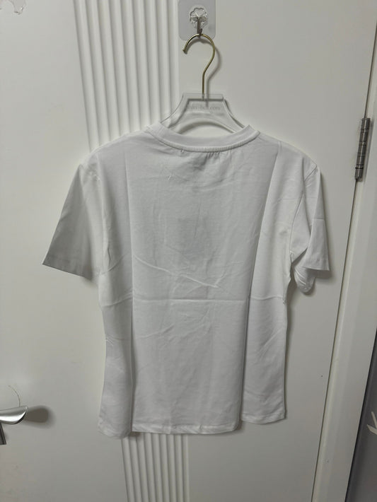 Camiseta Louis Vuitton estilo veleiro com estampa de pôr do sol, branca leitosa, para mulheres