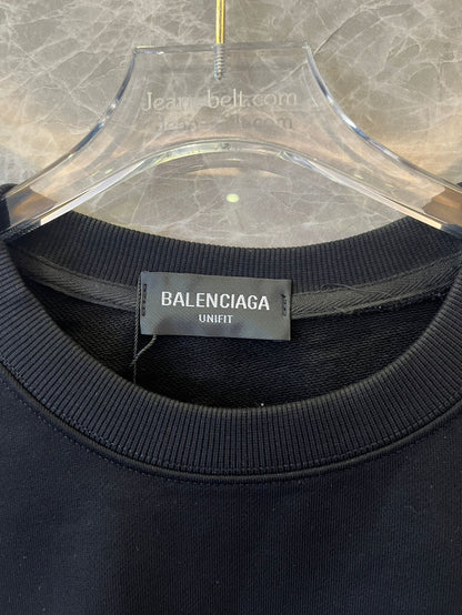 Sweat-shirt à col rond usé et lavé avec logo Lock Balenciaga