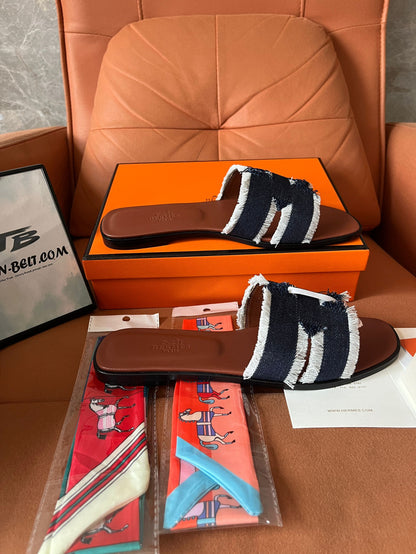 Sandalias vaqueras de lona Hermes