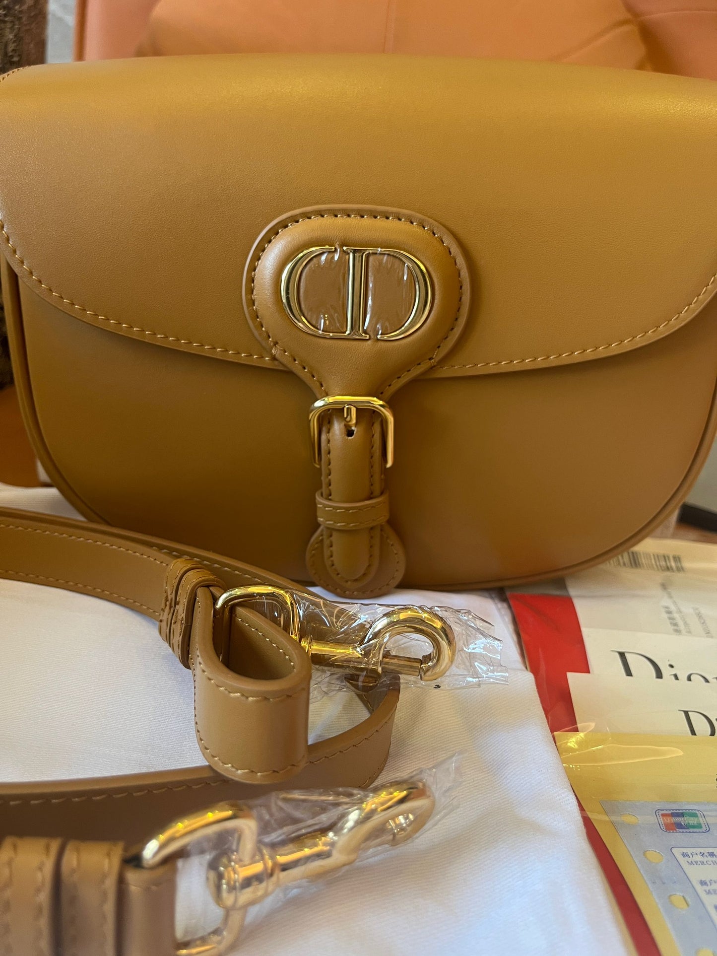Petit sac Bobby en cuir marron Christian Dior