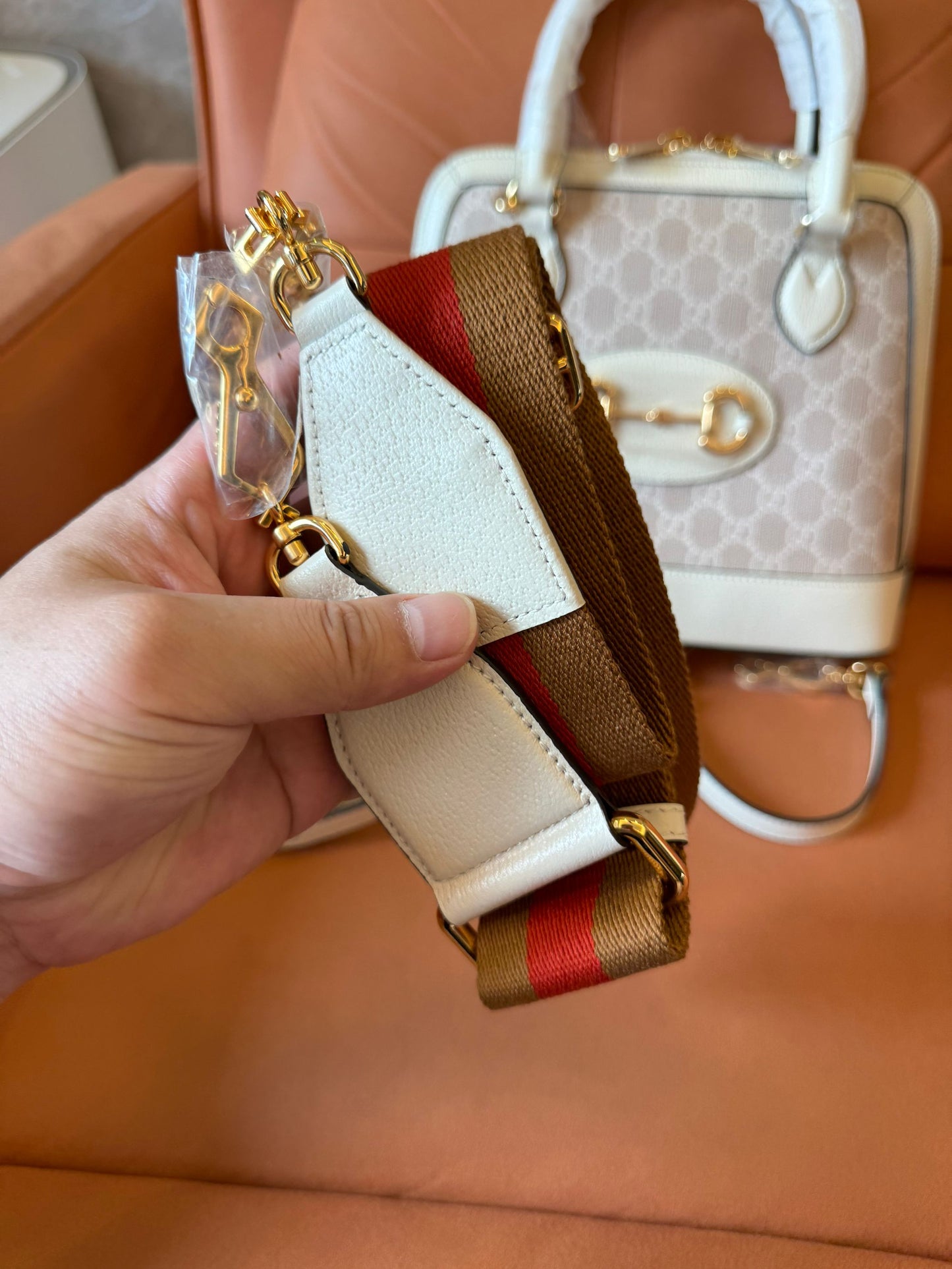Gucci Horsebit 1995 GG Sueme Handbag