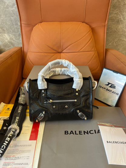 Sac City mini géant en agneau Balenciaga noir