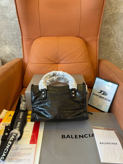 Sac City mini géant en agneau Balenciaga noir