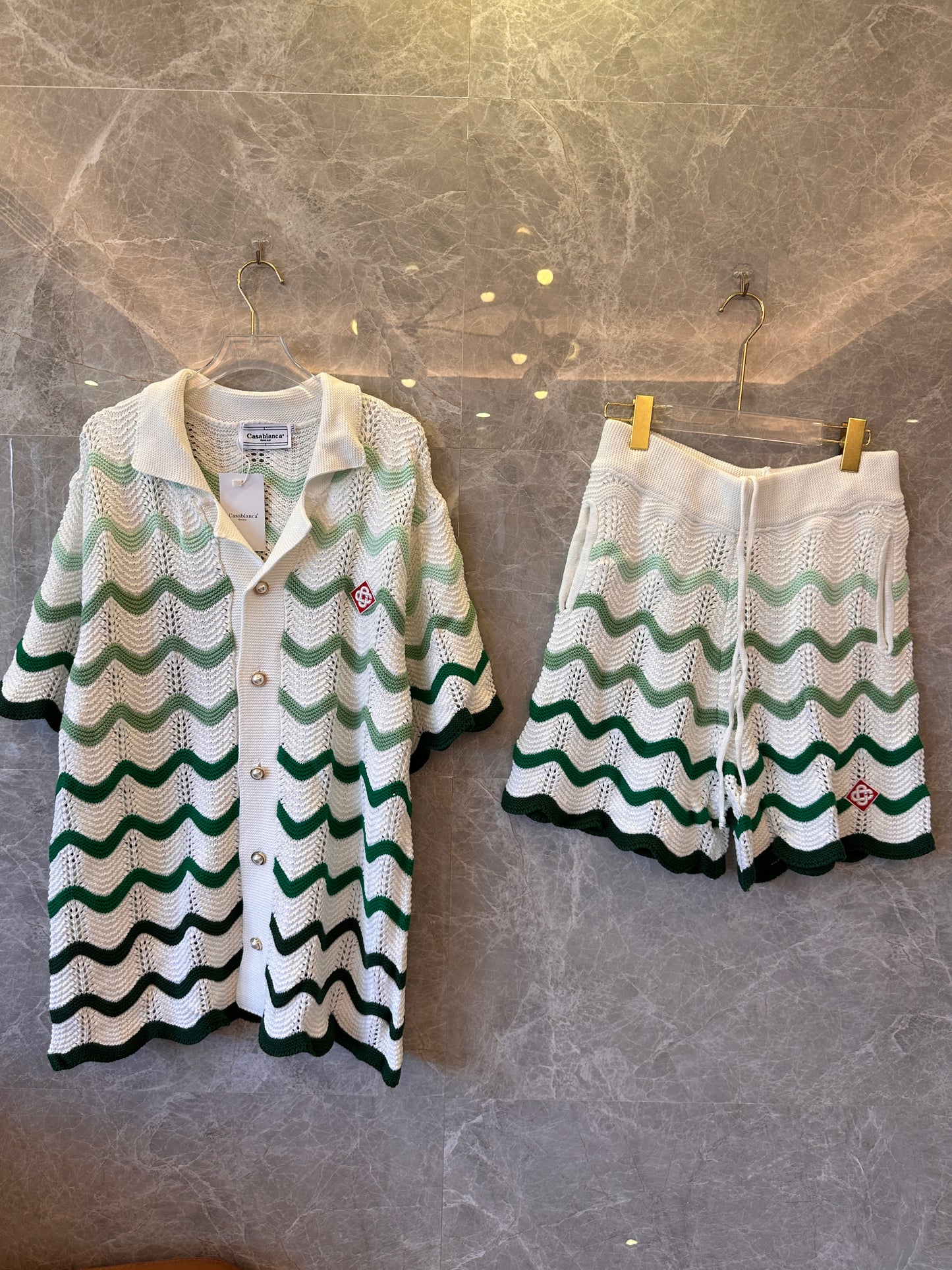 Conjunto de 2 Peças Camisa de Malha x Calções Casablanca 24ss Branco Verde