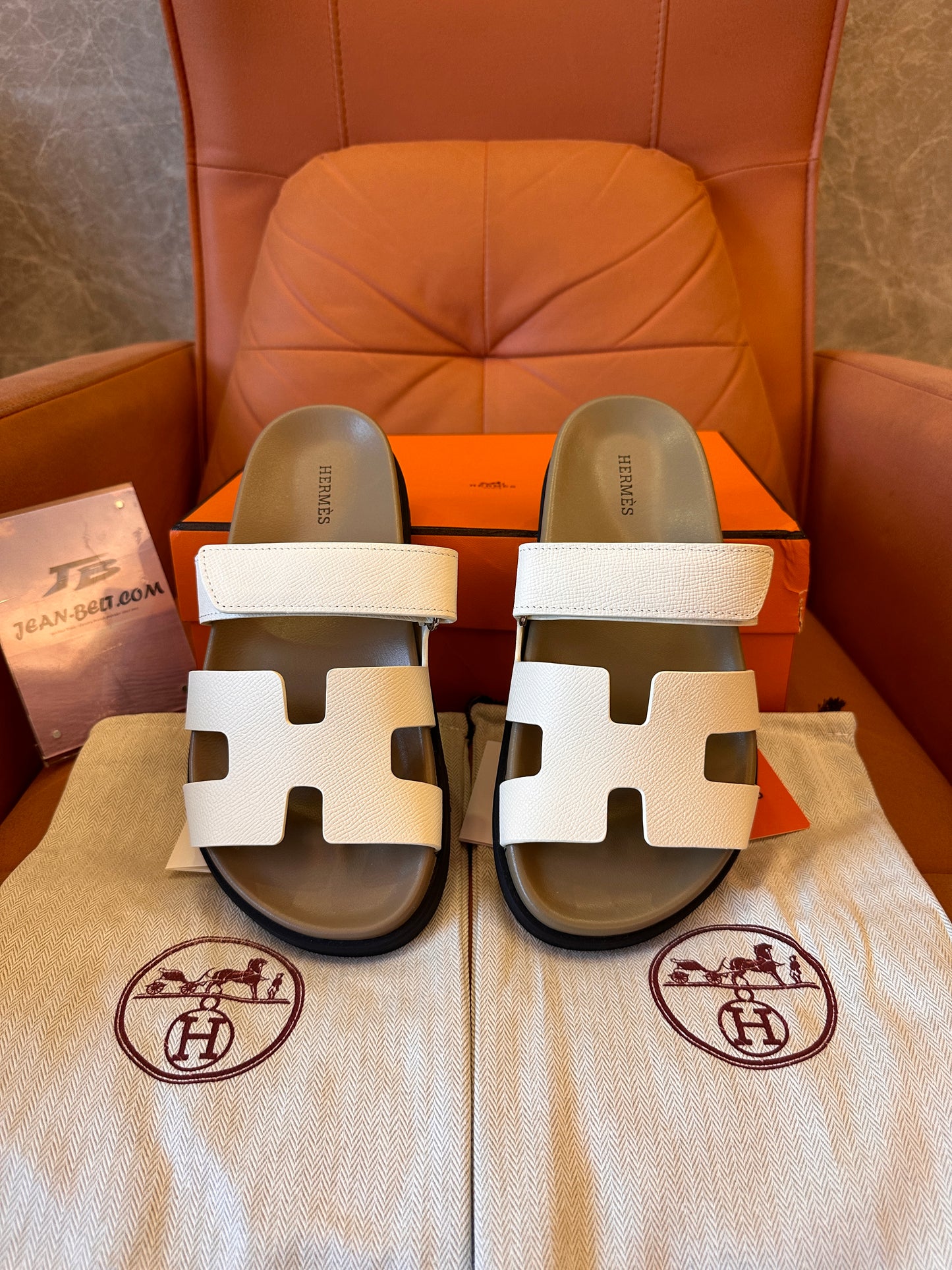 Zapatilla Hermes ancone para unisex crema