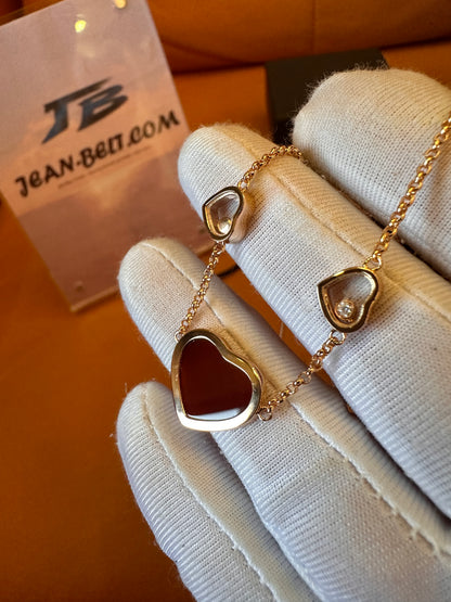 Collar Chopard corazones rojos oro rosa