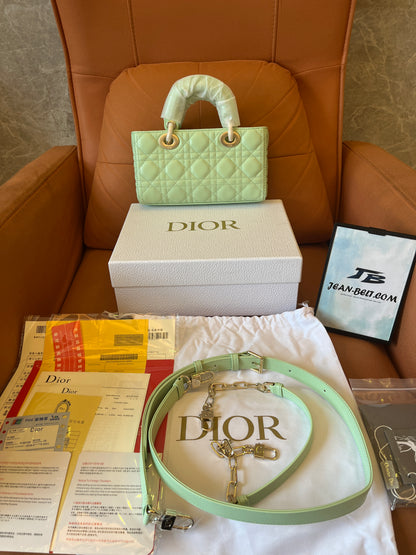 Christian Dior Lambskin Cannage Medium Lady D-Joy Pastel Peyote Green