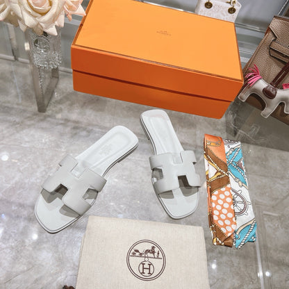 Zapatilla de piel Hermes naranja Swift