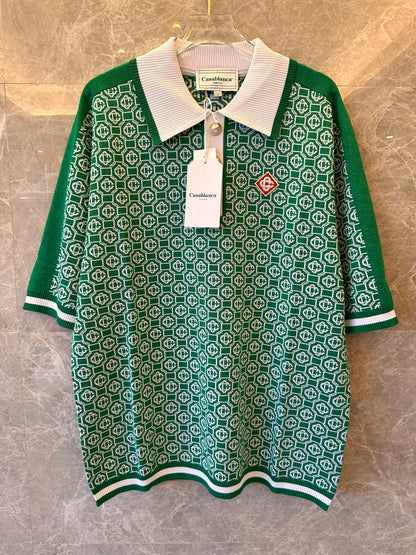 Polo en jacquard monogramme Casablanca vert pour hommes