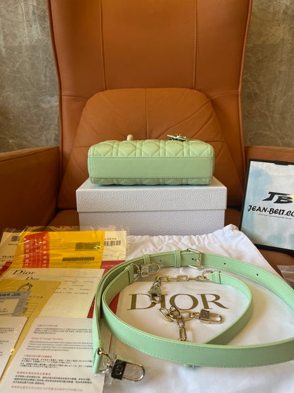 Christian Dior Lambskin Cannage Medium Lady D-Joy Pastel Peyote Green