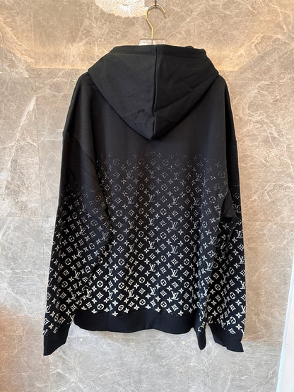 Sudadera con capucha de punto degradado con monograma de Louis Vuitton en negro