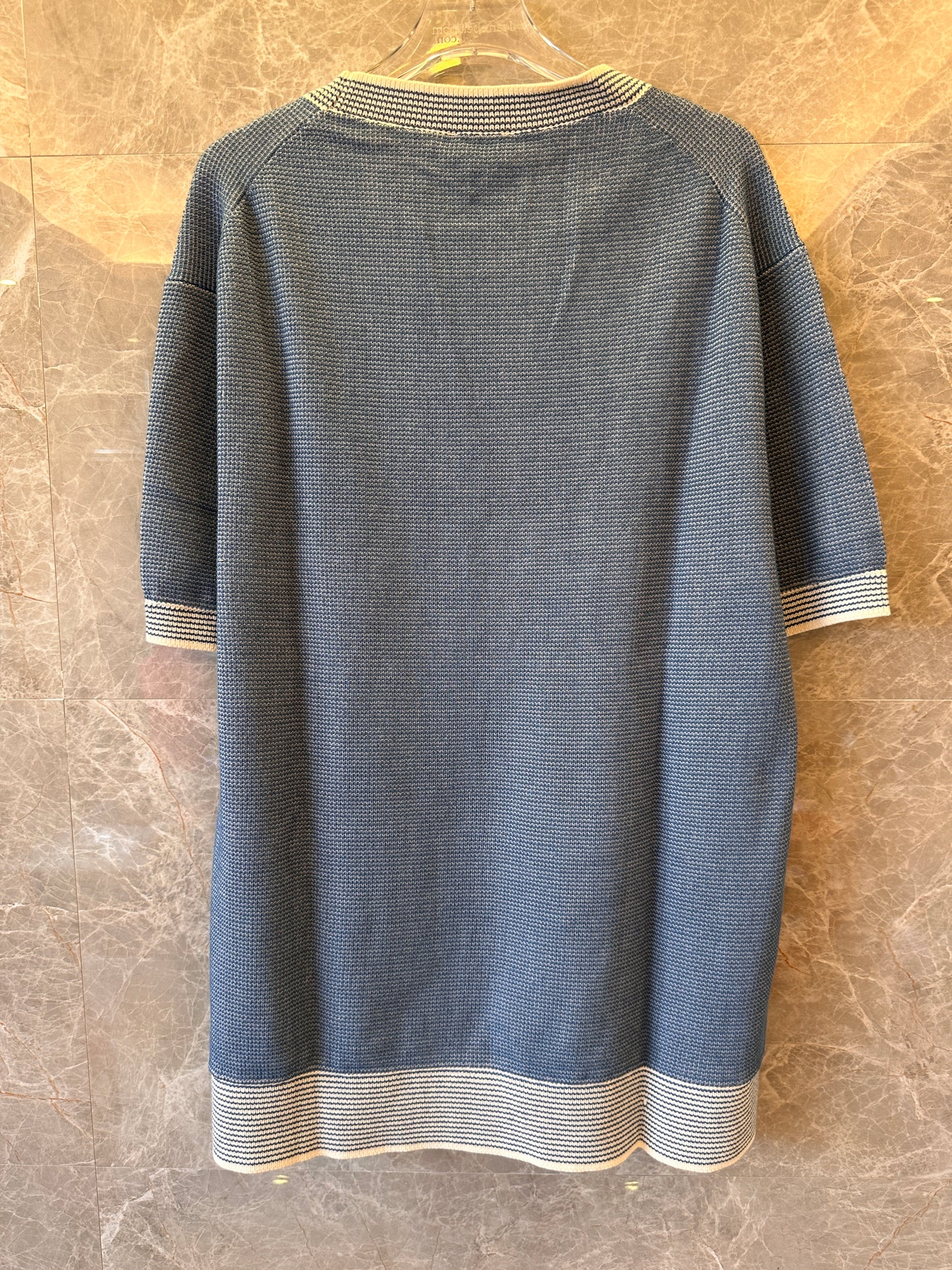 T-shirt Christian Dior Italic em malha tramada de mistura de algodão azul para homem