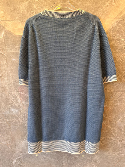 T-shirt Christian Dior Italic em malha tramada de mistura de algodão azul para homem