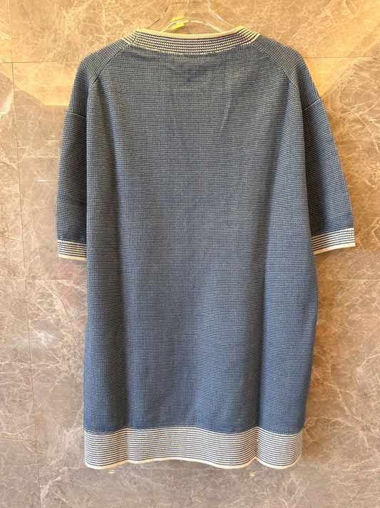 T-shirt Christian Dior Italic em malha tramada de mistura de algodão azul para homem