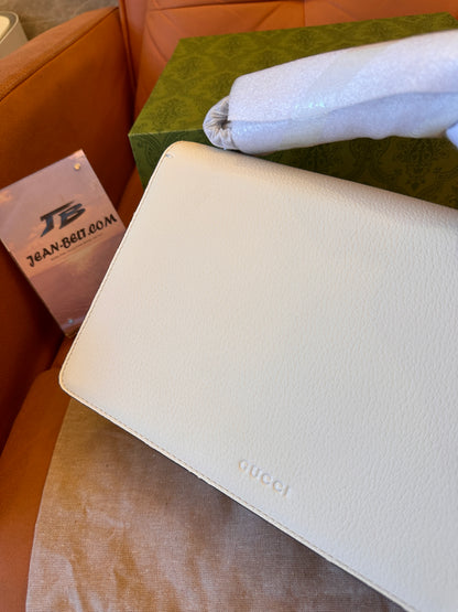 Gucci dionysus white leather chain wallet