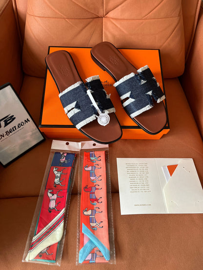 Sandalias vaqueras de lona Hermes