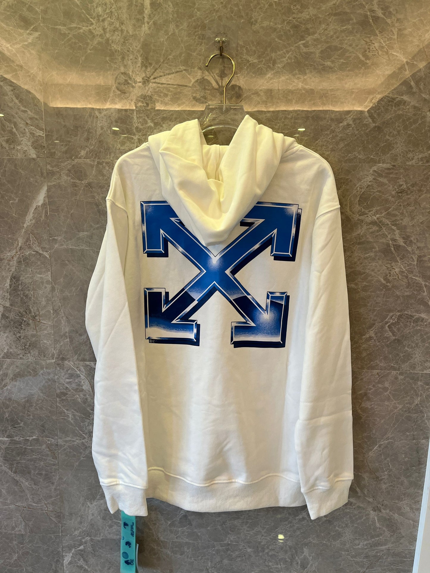 Sweatshirt de algodão e jérsei Off-White branco com capuz e estampa metálica do logótipo em forma de seta