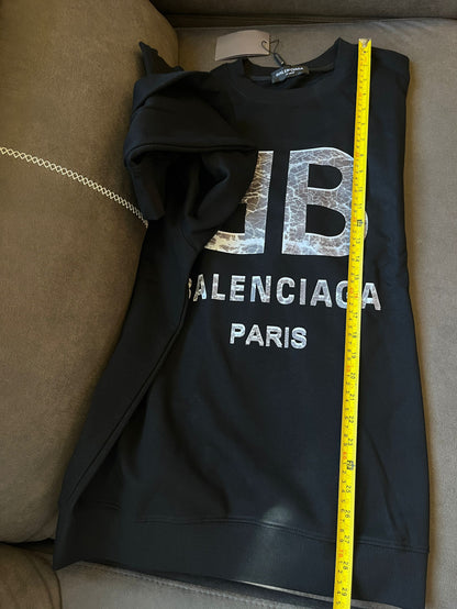 Sweat-shirt à col rond usé et lavé avec logo Lock Balenciaga