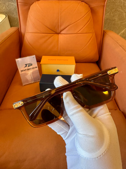 Óculos de sol quadrados Louis Vuitton LV marrom