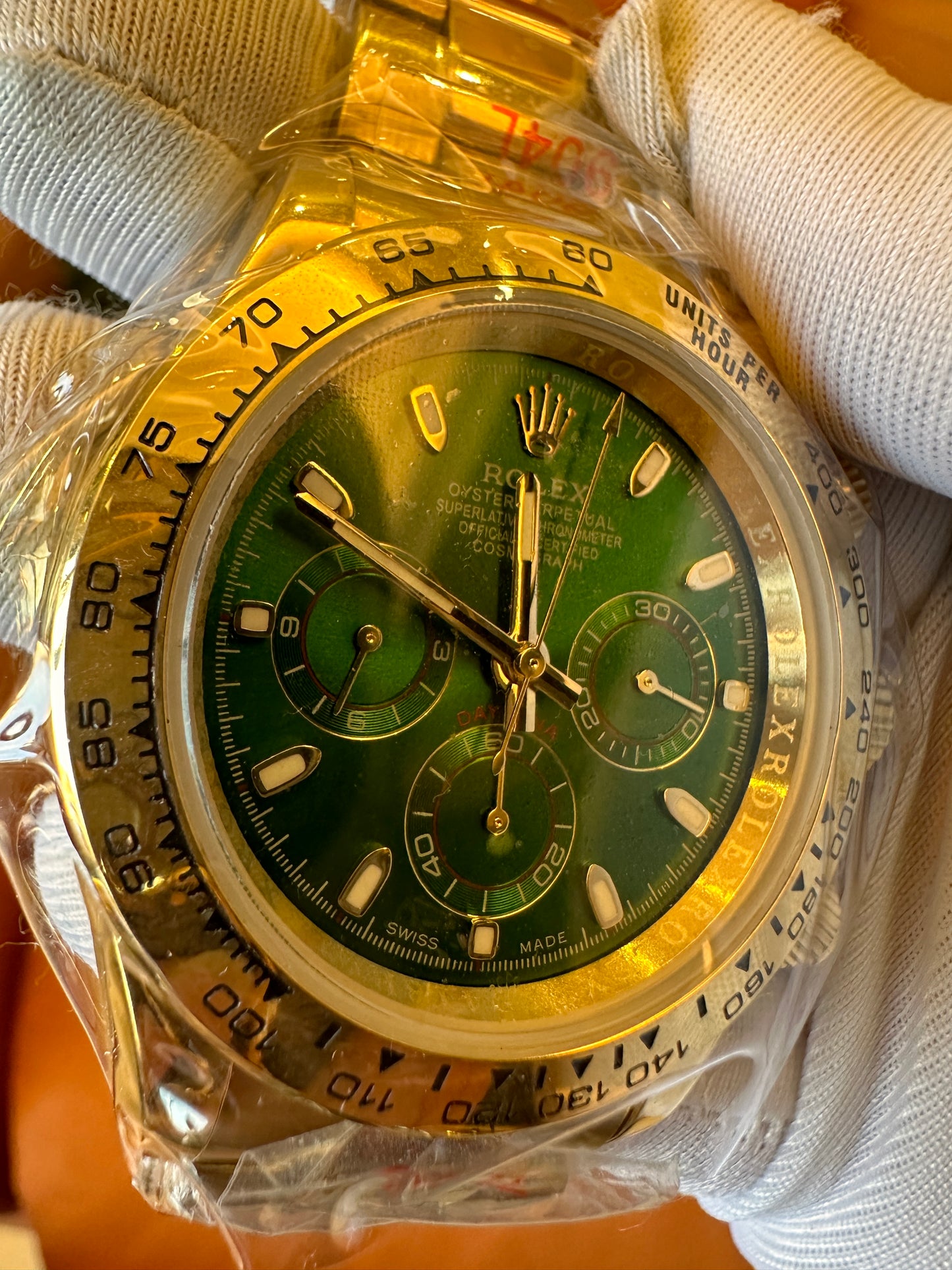 [Qualidade 3A] Rolex Cosmograph Daytona 116500ln mostrador verde pulseira dourada