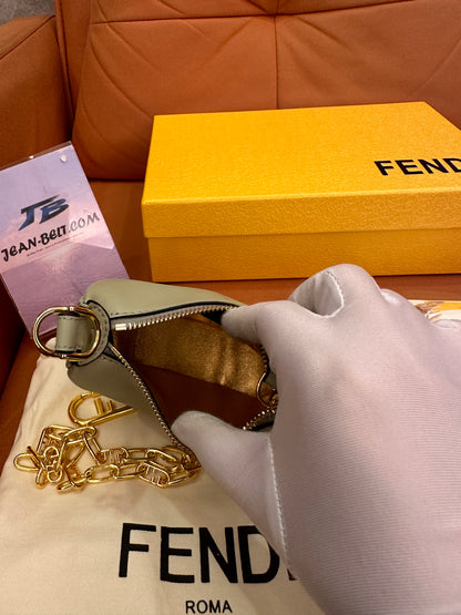 Sac sous le bras Fendi graphy croissant mini vert menthe