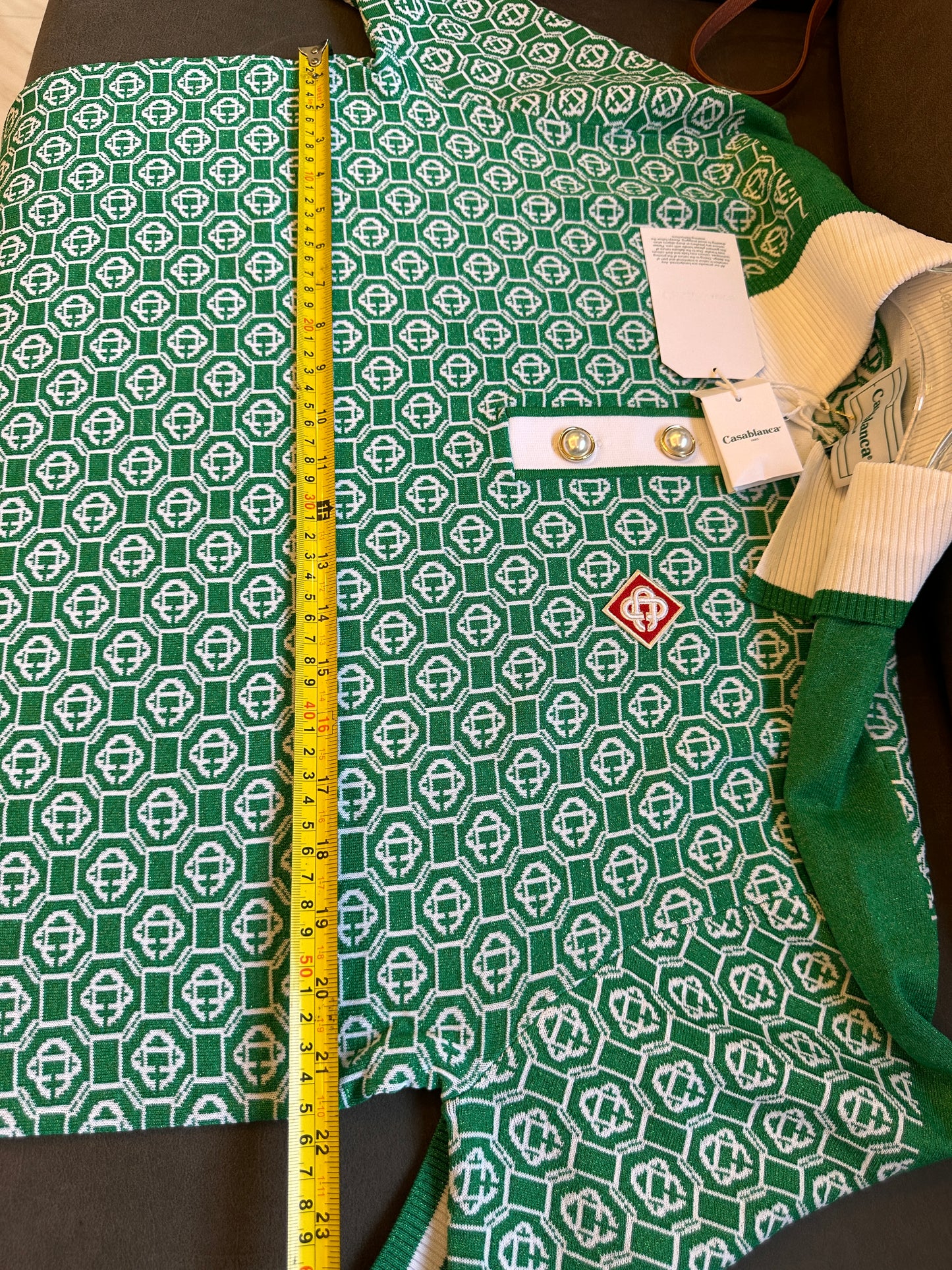 Polo en jacquard monogramme Casablanca vert pour hommes