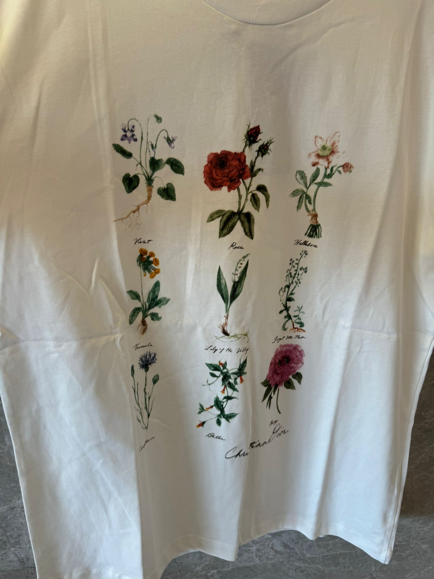 T-shirt Christian Dior pour femmes fleurs blanches