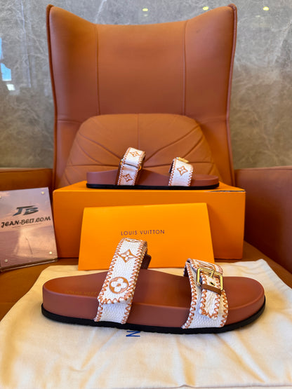 Sandalias planas tipo mule Bom Dia de Louis Vuitton en color natural