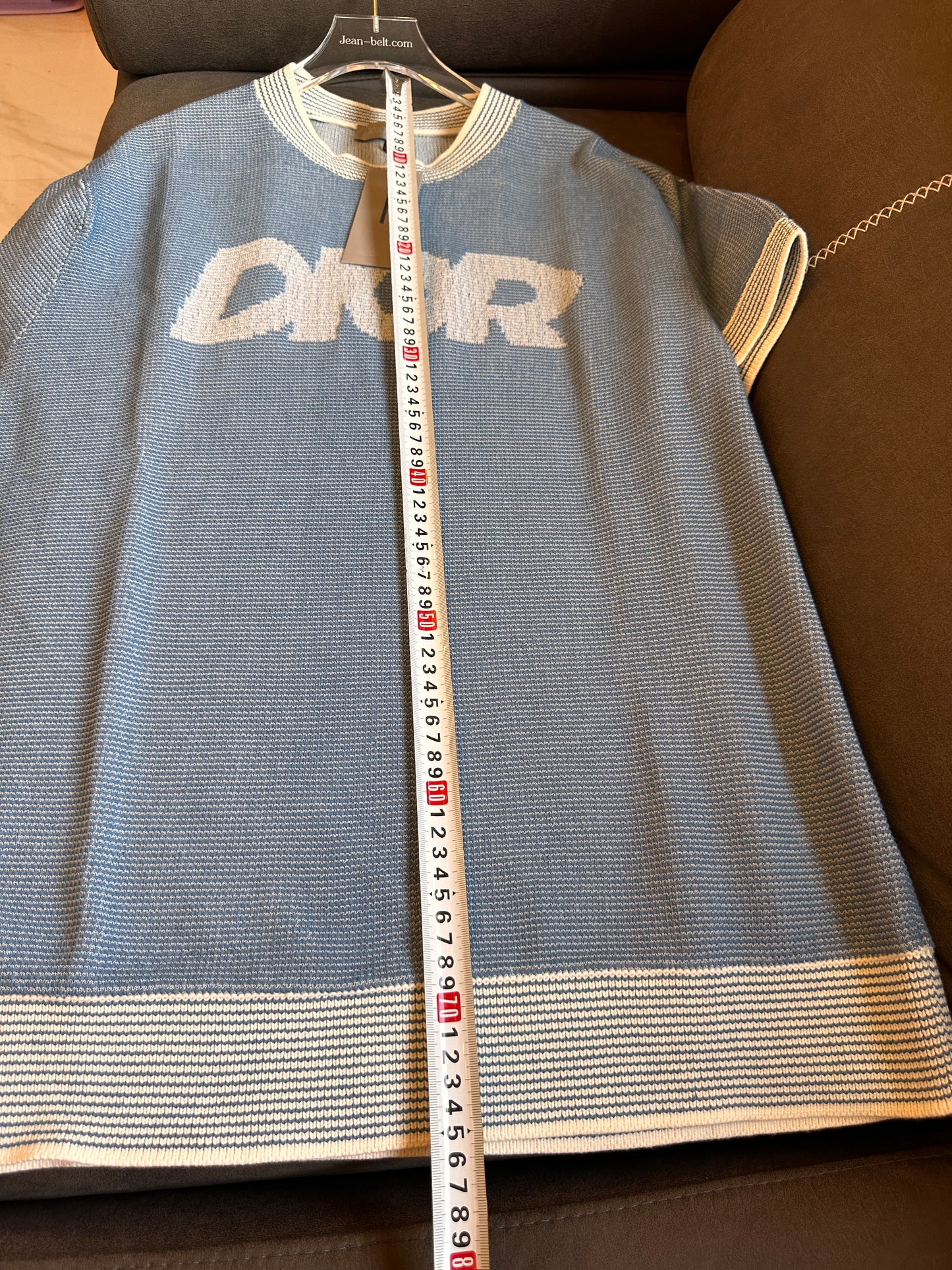 T-shirt Christian Dior Italic em malha tramada de mistura de algodão azul para homem
