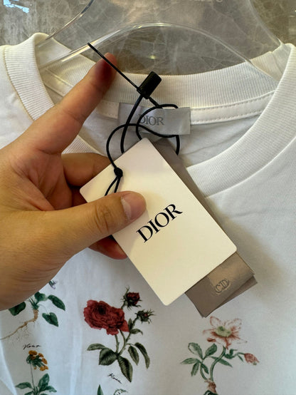 T-shirt Christian Dior pour femmes fleurs blanches
