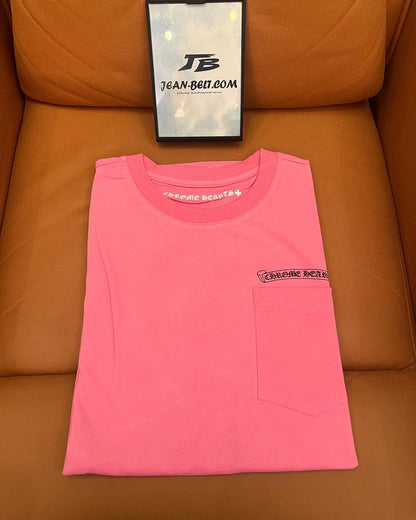 Camiseta de algodón con estampado gráfico rosa de Chrome Hearts