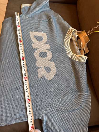 T-shirt Christian Dior Italic em malha tramada de mistura de algodão azul para homem
