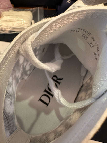 Tênis Dior b23 cano alto branco e preto Dior Oblique Canvas