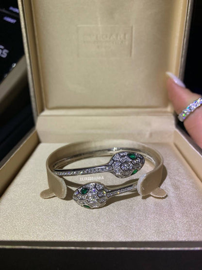 Bvlgari Serpenti Viper Diamond & Emerald Bracelet