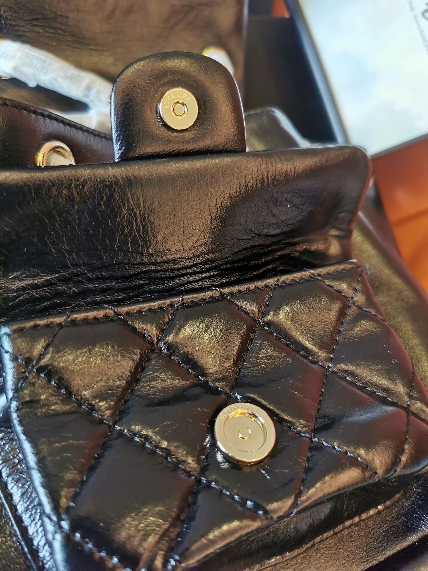 Chanel Glazed Aged Calfskin Quilted Small Duma Drawstring Backpack Black