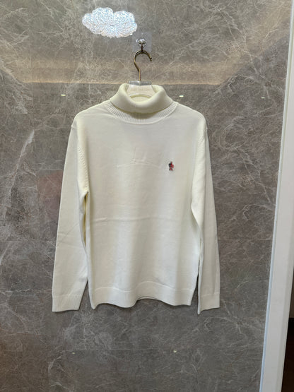 Moncler White Turtleneck Knit Sweater