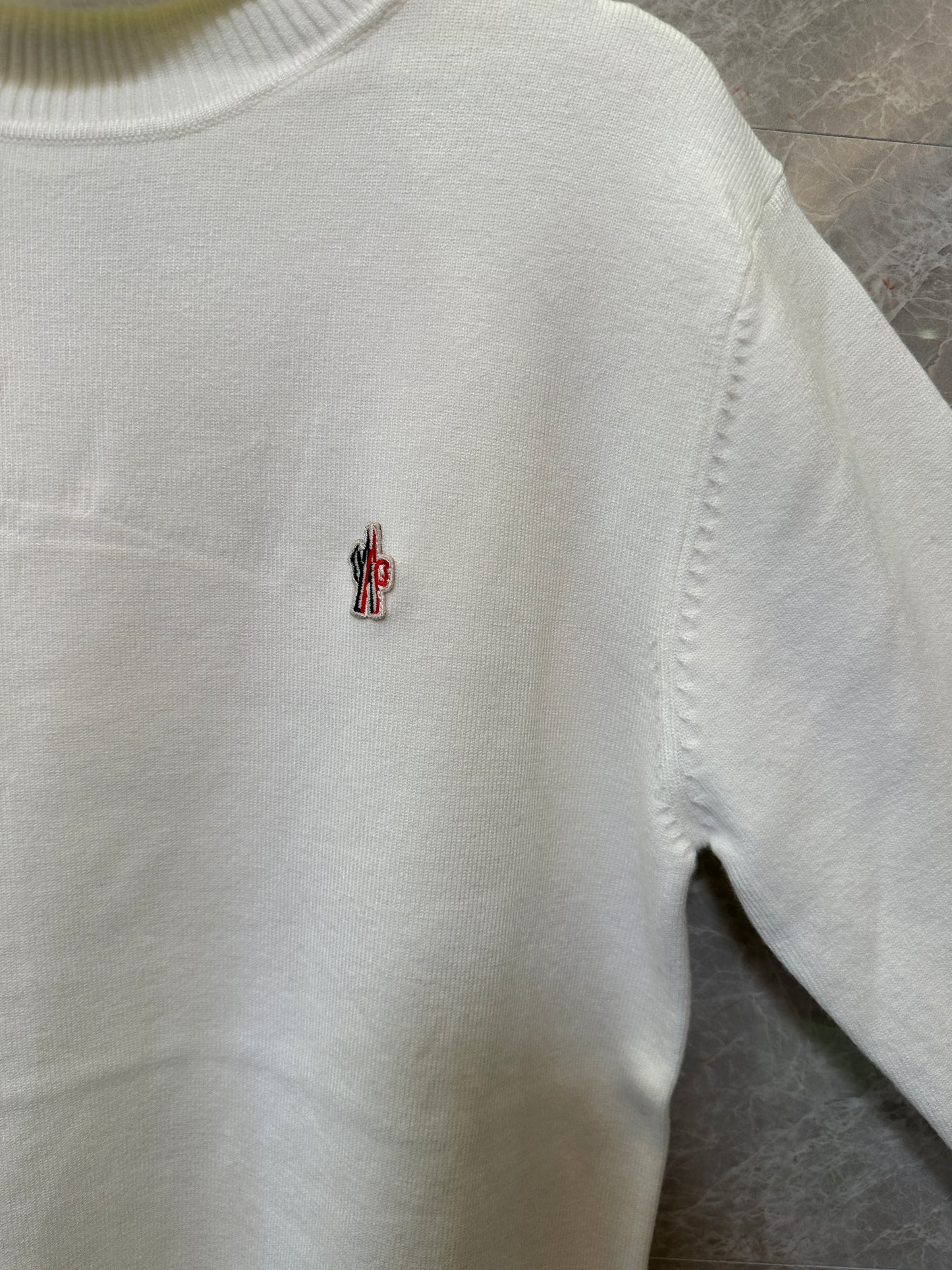 Moncler White Turtleneck Knit Sweater