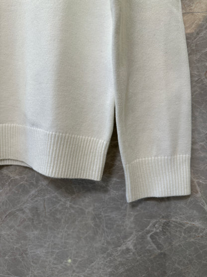 Moncler White Turtleneck Knit Sweater