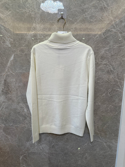 Moncler White Turtleneck Knit Sweater