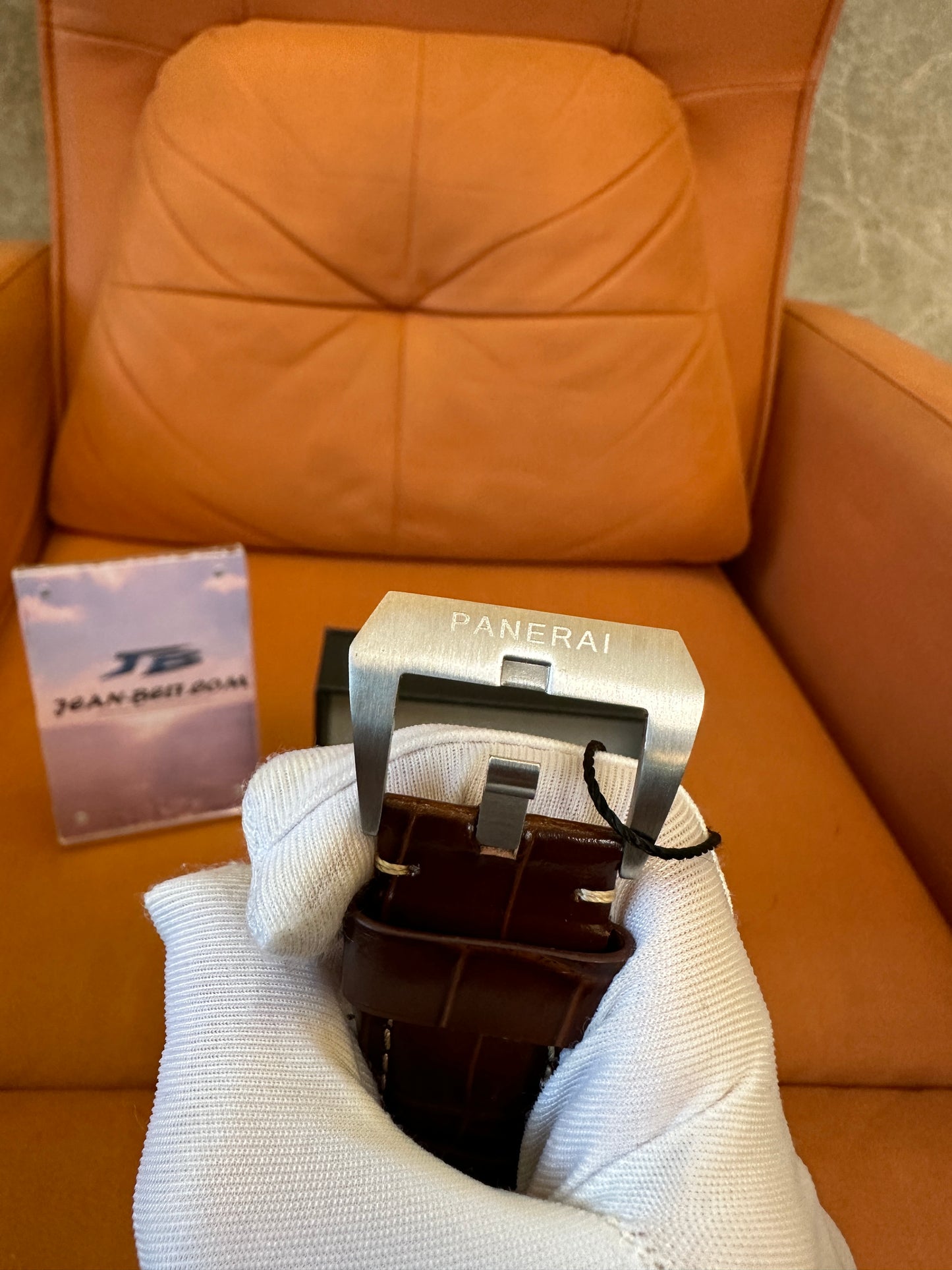 Panerai Luminor GMT 10 Days Automatic Watch with Brown Leather Strap