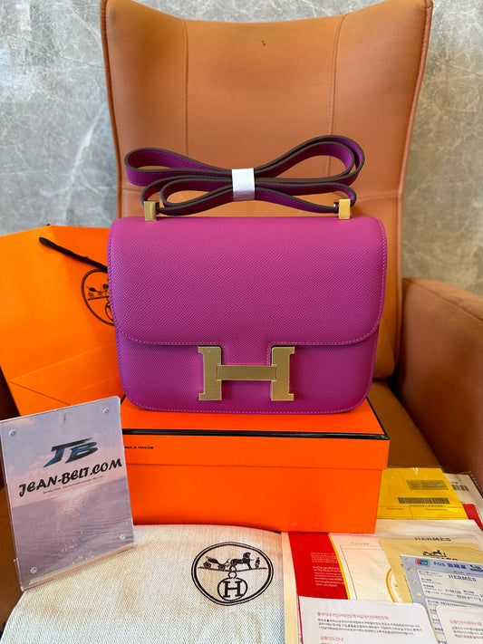 [Full Handmade]Hermes Constance Bag – Rose Purple Epsom Leather 24cm