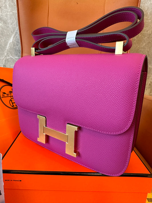 [Full Handmade]Hermes Constance Bag – Rose Purple Epsom Leather 24cm