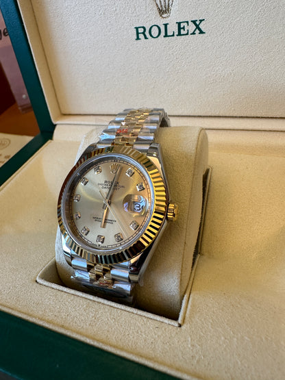 Rolex Datejust Gold Dial Diamond Markers Jubilee Bracelet Watch – 41mm