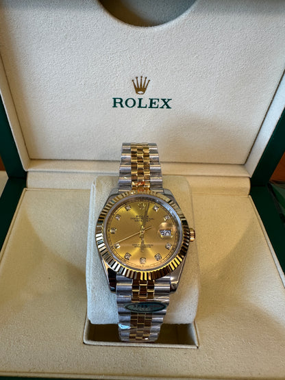 Rolex Datejust Gold Dial Diamond Markers Jubilee Bracelet Watch – 41mm