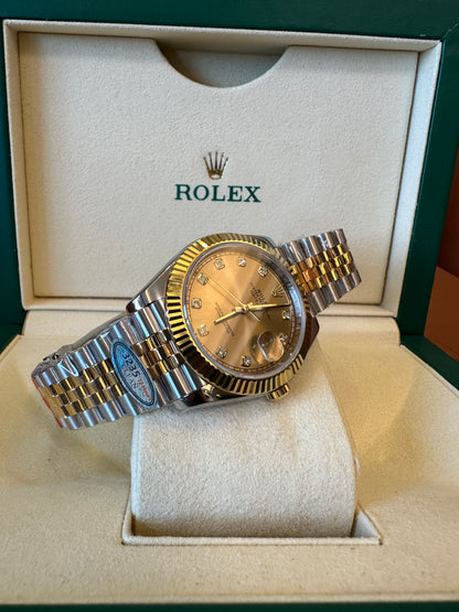 Rolex Datejust Gold Dial Diamond Markers Jubilee Bracelet Watch – 41mm