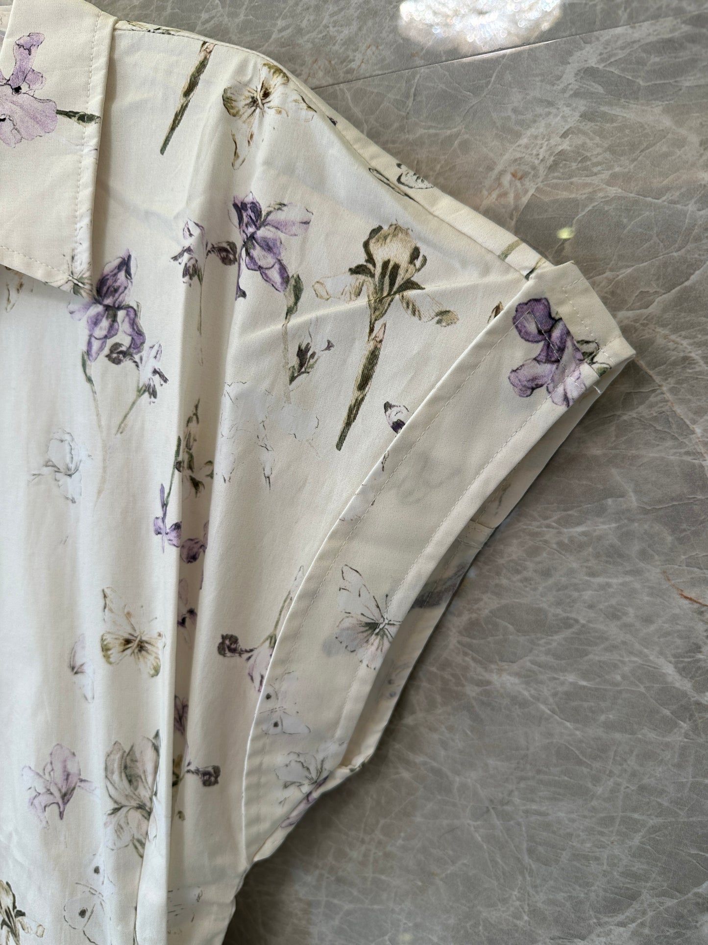 Floral Print Short Sleeve Shirt Dress with Waist Belt