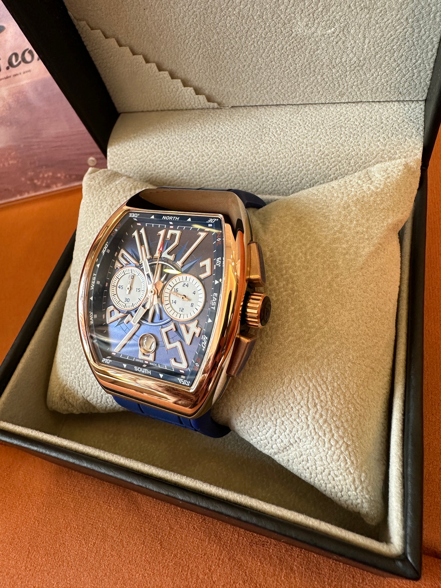 Franck Muller Vanguard V45 Rose Gold Tonneau Chronograph